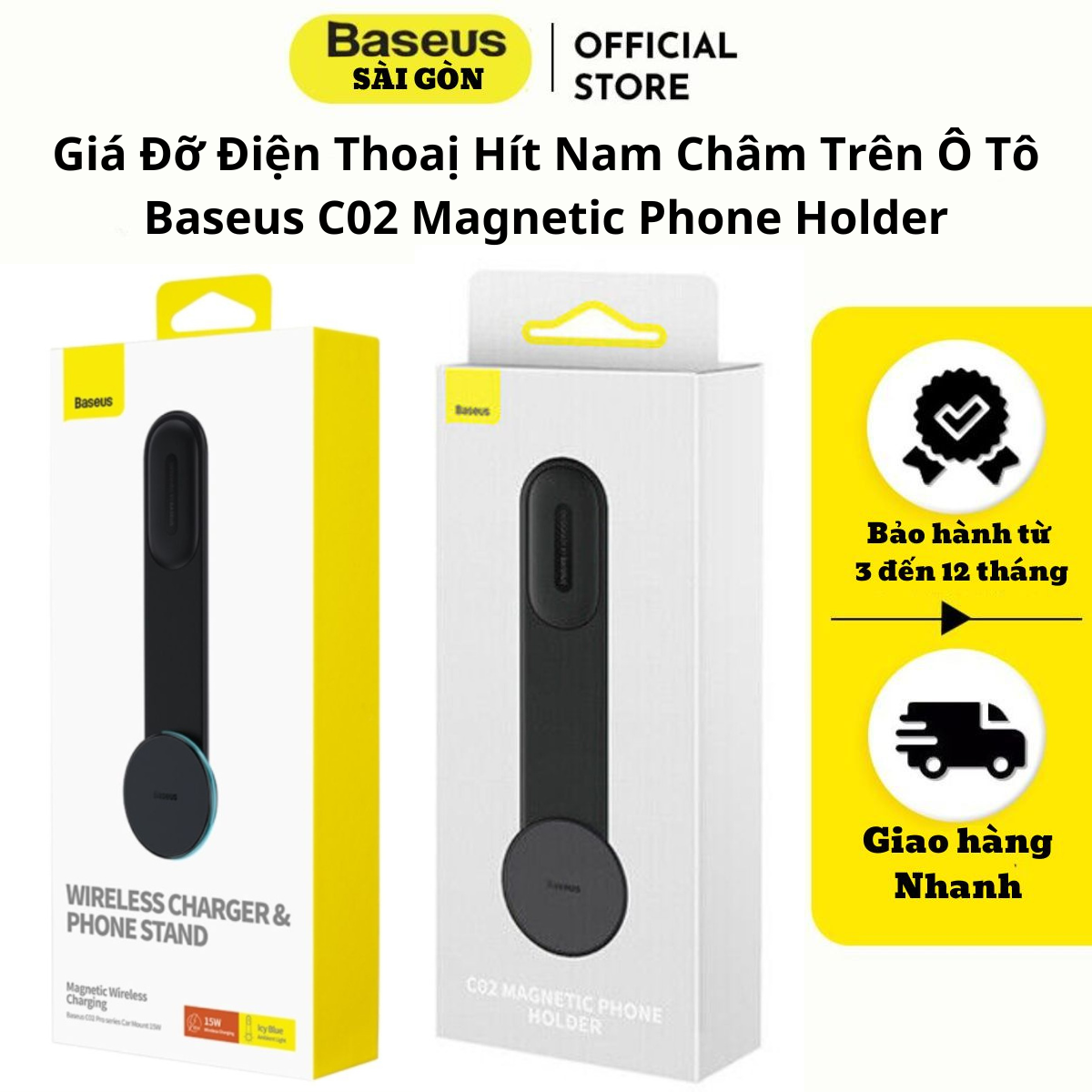 Giá đỡ điện thoaị hít nam châm trên ô tô baseus c02 magnetic phone holder