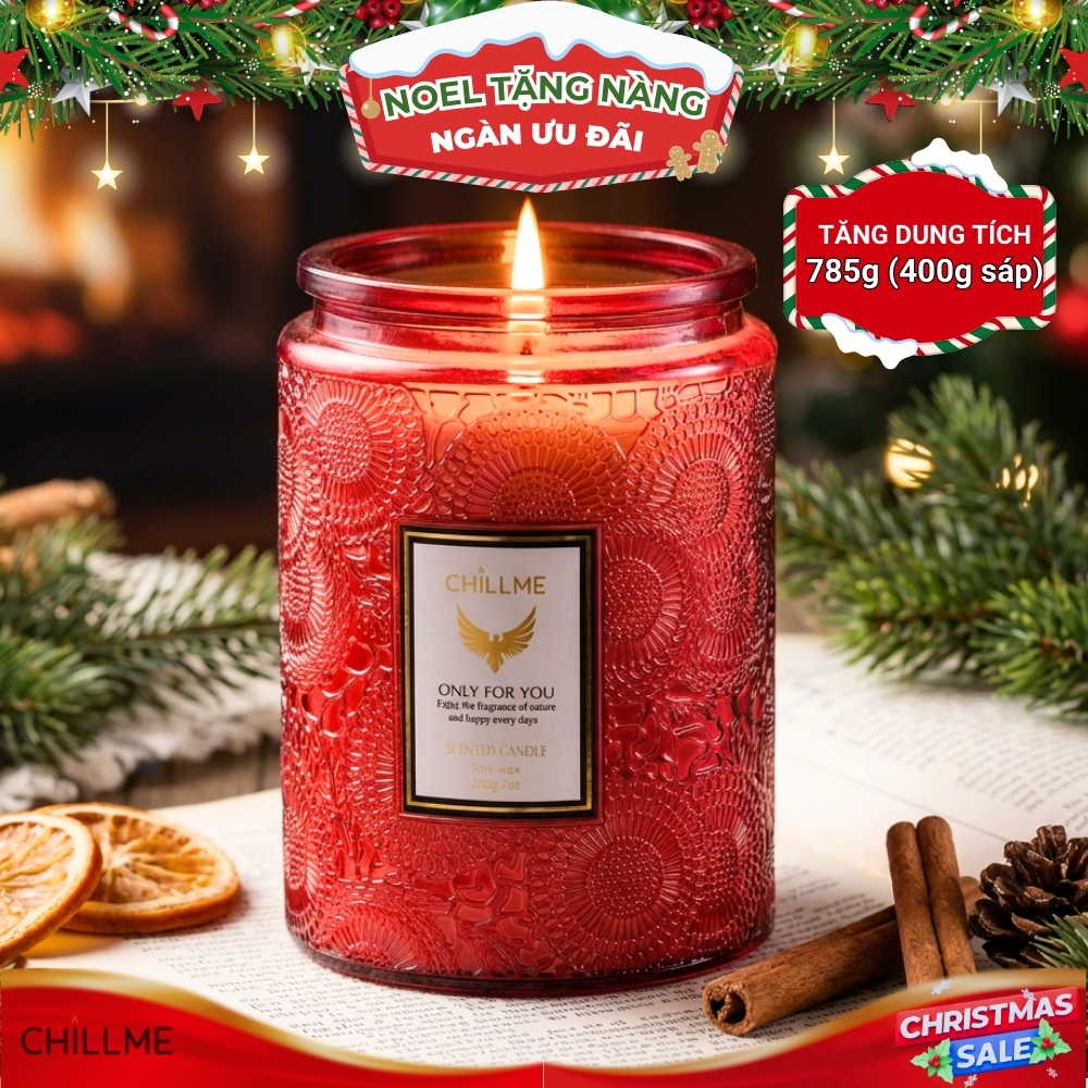 Nến thơm tinh dầu size L Chillme 785g phòng ngủ không khói thư giãn nhẹ nhàng