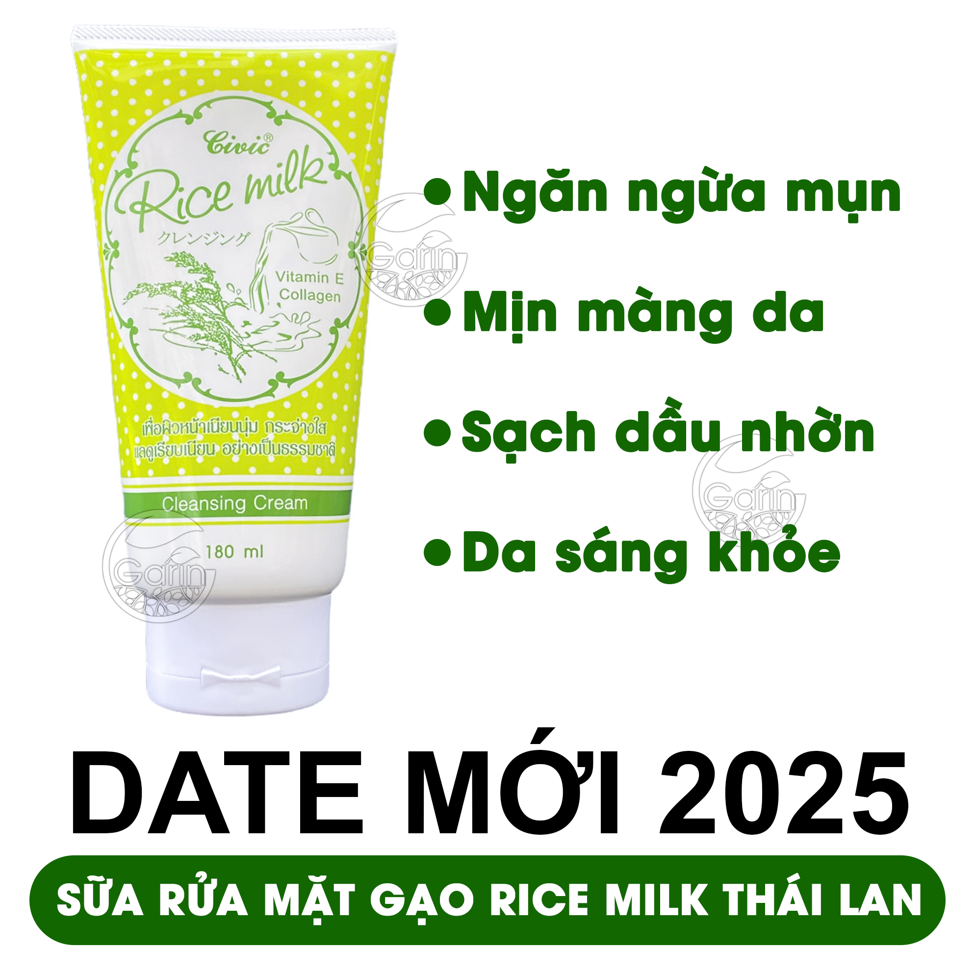 Sữa rửa mặt gạo civic rice milk Thái Lan 180ml sạch nhờn ngừa mụn an toàn cho da Mỹ Phẩm Sỉ Emer