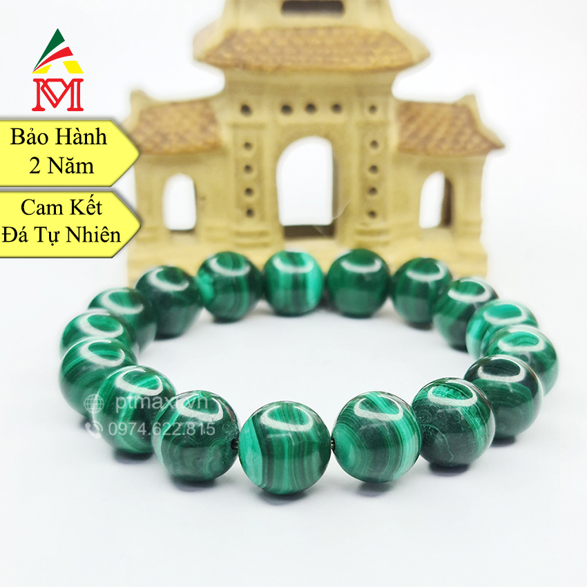 Vòng Tay Dạng Chuỗi Hạt Đá Thạch Anh Lông Công Xanh. Hợp Mệnh Mộc, Hoả