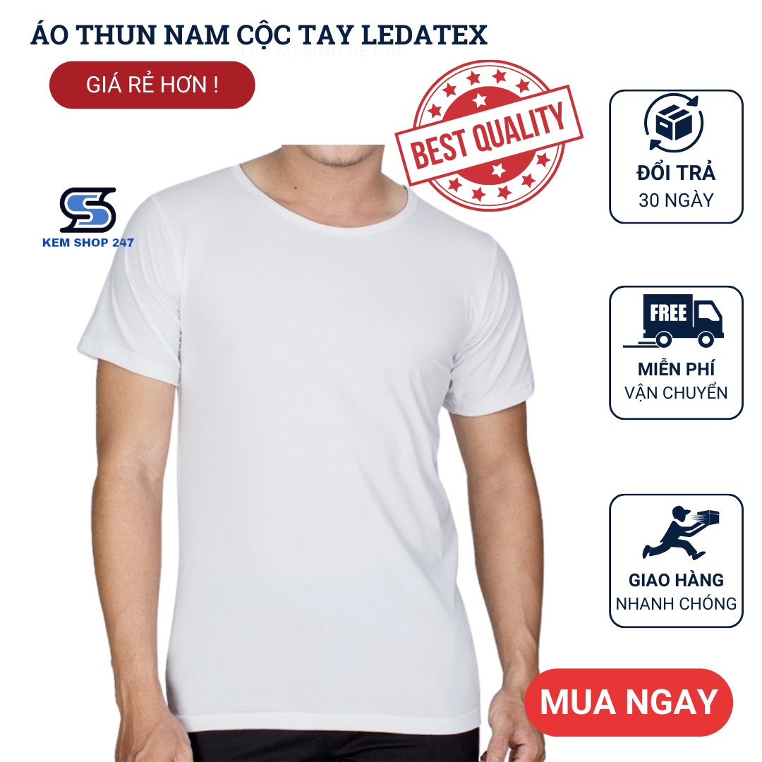Áo thun nam cổ tròn cộc tay Ledatex hàng VNXK,chất liệu 100 % cotton mềm mại, thoáng khí, thấm hút mổ hôi tốt, giúp bạn khi mặc luôn cảm thấy thỏa mái và tự tin