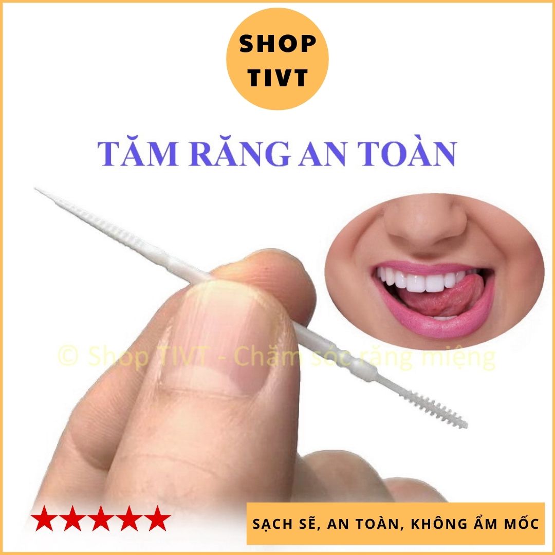 Tăm xỉa răng nhựa nguyên sinh hộp 200 cây, nhỏ, dẻo dai, làm sạch kẽ răng, thuận tiện cho người niềng răng, chỉnh nha-TIVT