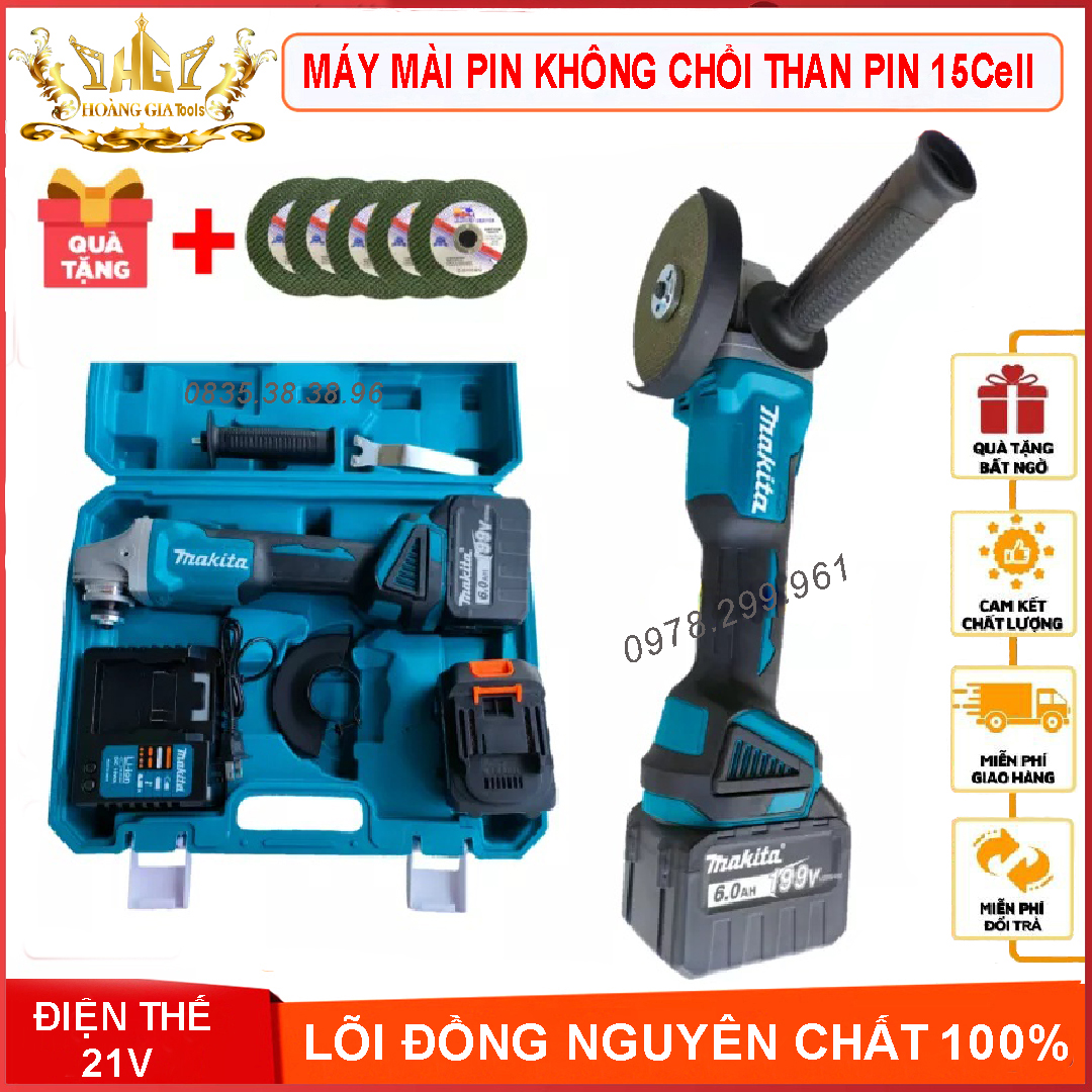 [ PIN 15CELL ] Máy Mài Pin Makiitaa 198V Tặng Đá Mài, Đá Cắt - Máy Mài Góc, Máy Cắt Cầm Tay