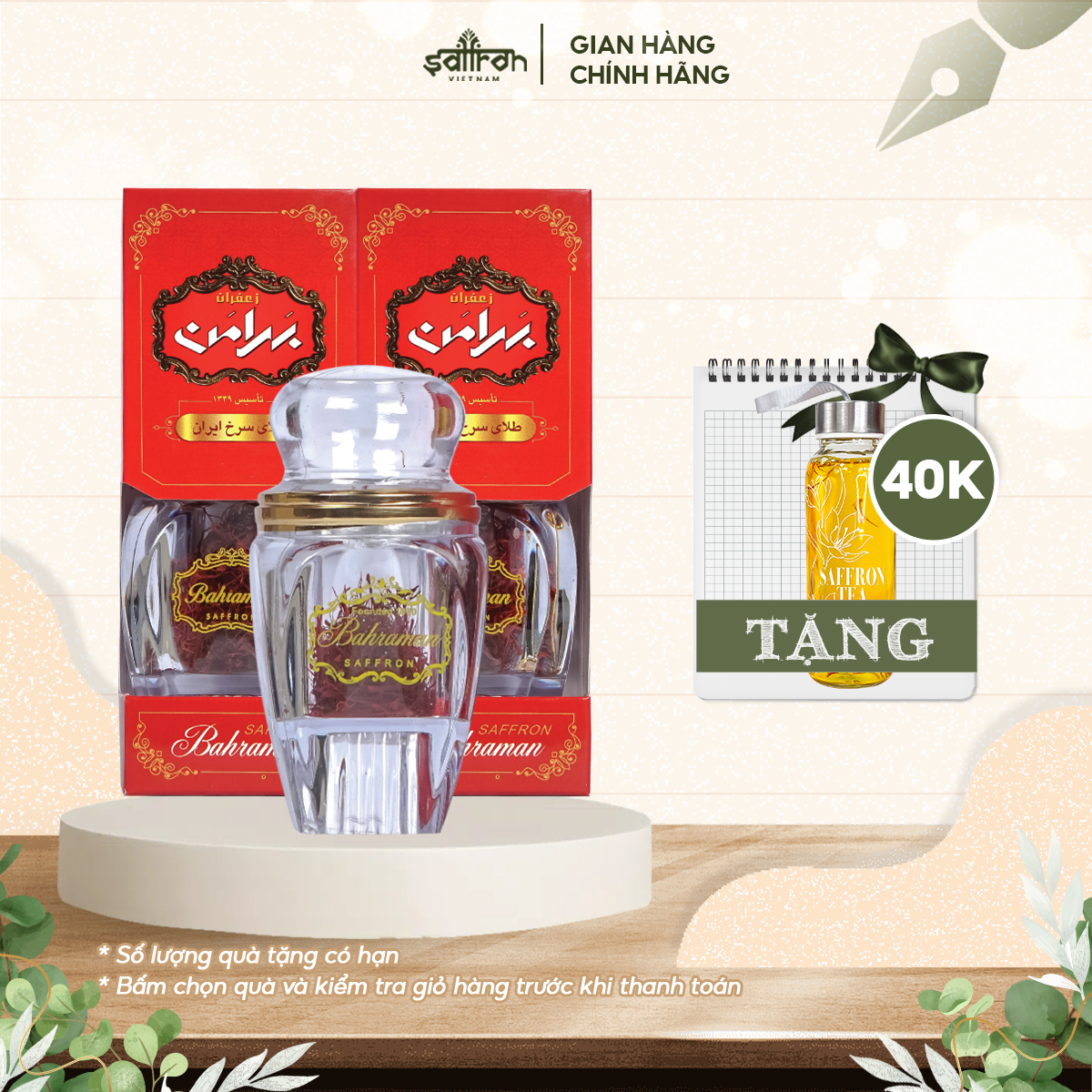 Nhụy Hoa Nghệ Tây saffron BAHRAMAN 2 hộp 1Gram/hộp SAFFRON VIỆT NAM