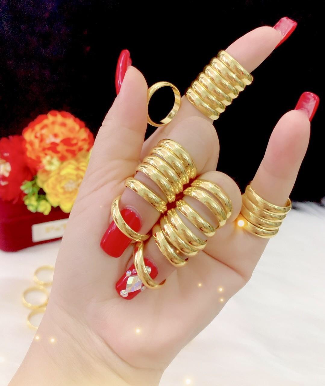 Nhẫn cưới 1 chỉ khắc 9999 mạ 24k cao cấp ah002