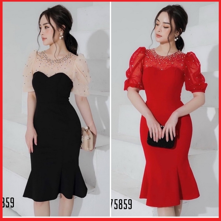 ĐẦM BODY ĐÍNH ĐÁ TAY PHỒNG SANG CHẢNH ĐỦ SIZE S,M,L,XL,XXL - 75859