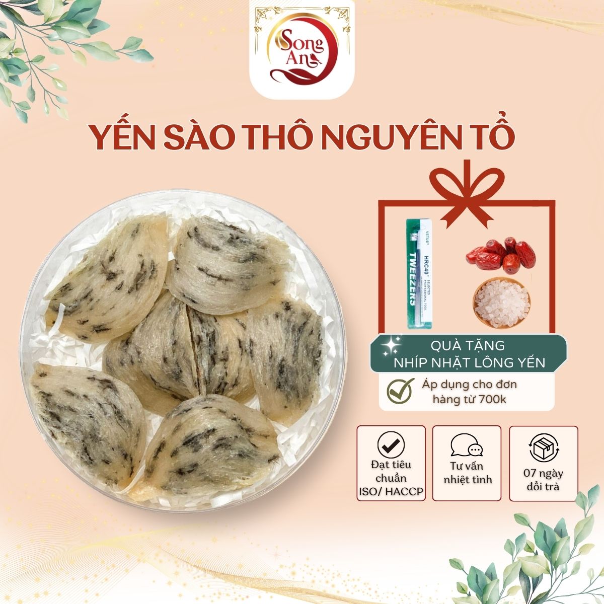 Tổ yến thô nguyên chất, yến sào thô nguyên tổ còn lông Song An Food bồi bổ sức khỏe