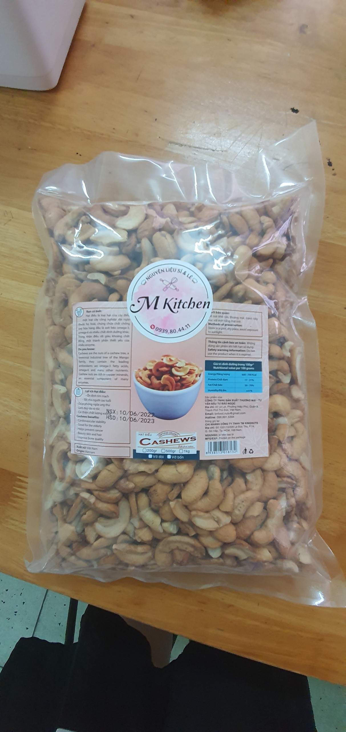 Hạt điều nhân bánh 500gr