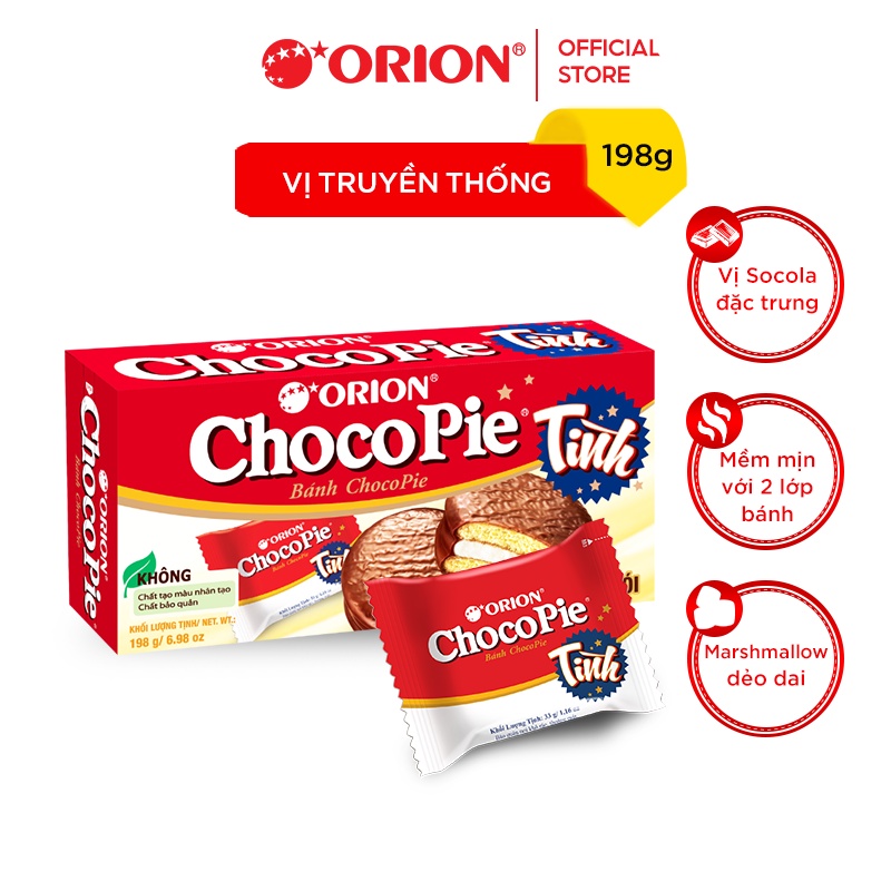 Hộp 6 Gói Bánh Orion ChocoPie Tình Vị Truyền Thống 198G