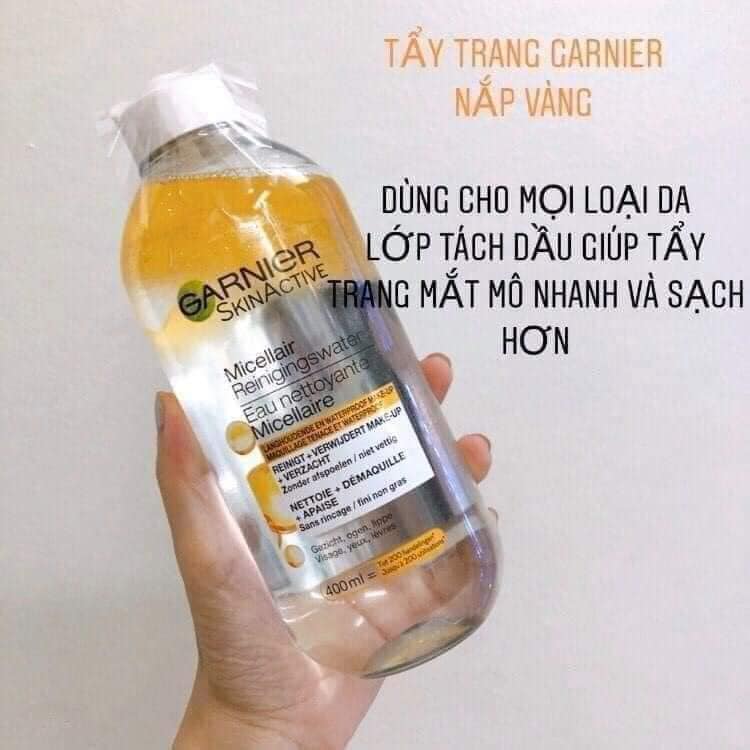 Tẩy Trang Garnier màu Vàng DẦU cho mọi loại da 400ml