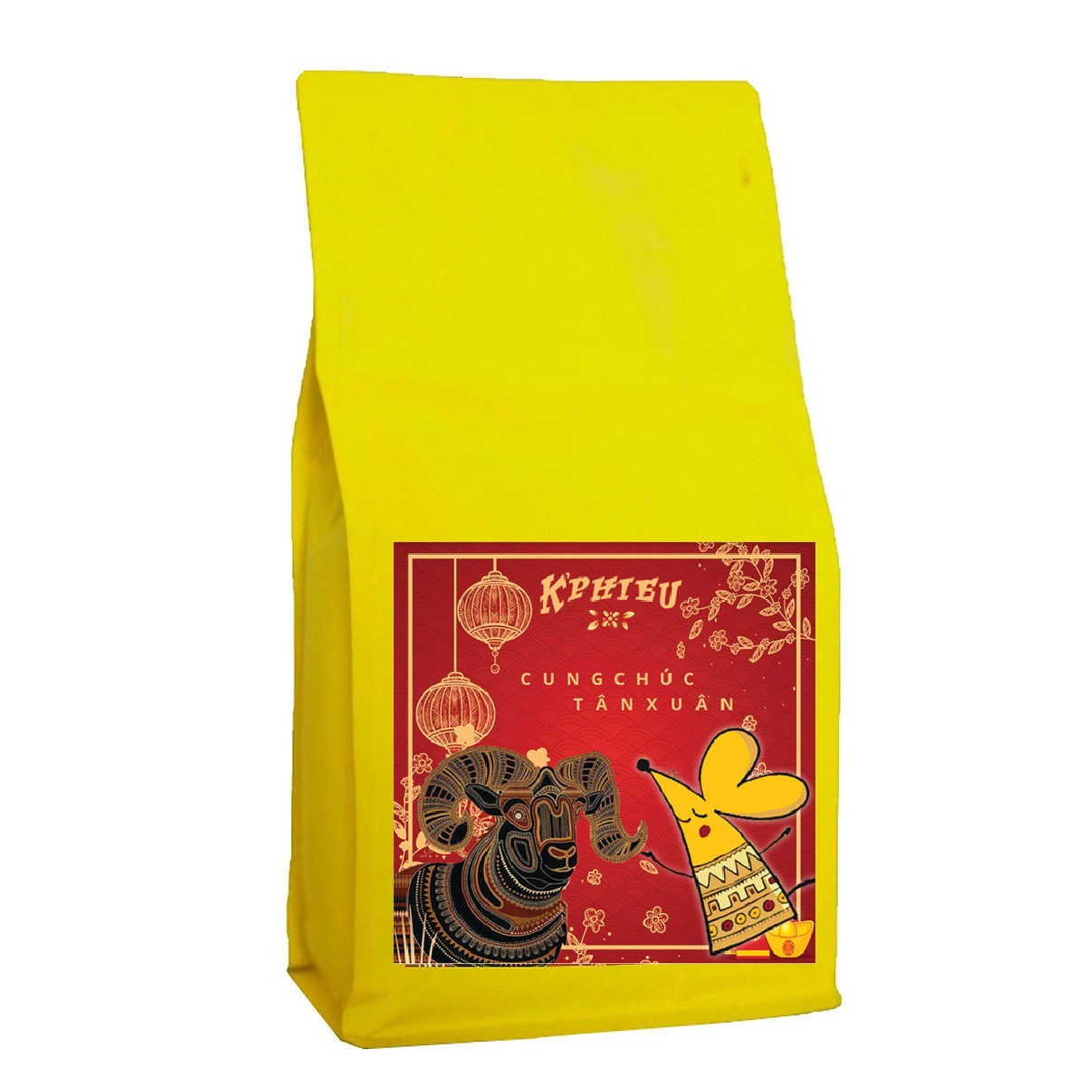 Cà Phê Cầu Đất Arabica Yellow Bourbon 100% K Phiêu (Túi 500g) - Phiên bản Tết