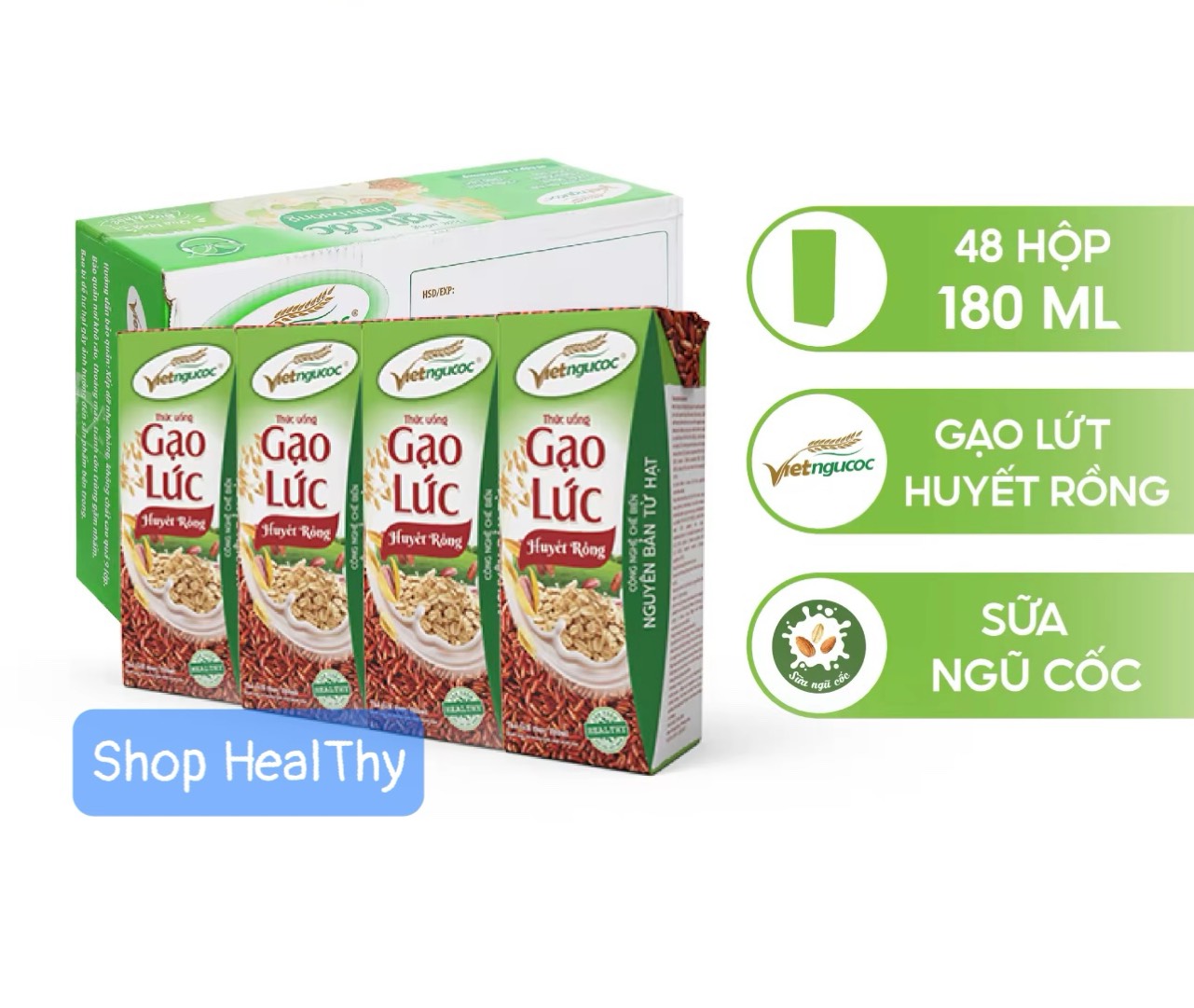 [ĐƠN HOẢ TỐC] 12 Lốc Gạo Lức Huyết Rồng Việt Ngũ Cốc Lốc 4 Hộp - 180ml/Hộp