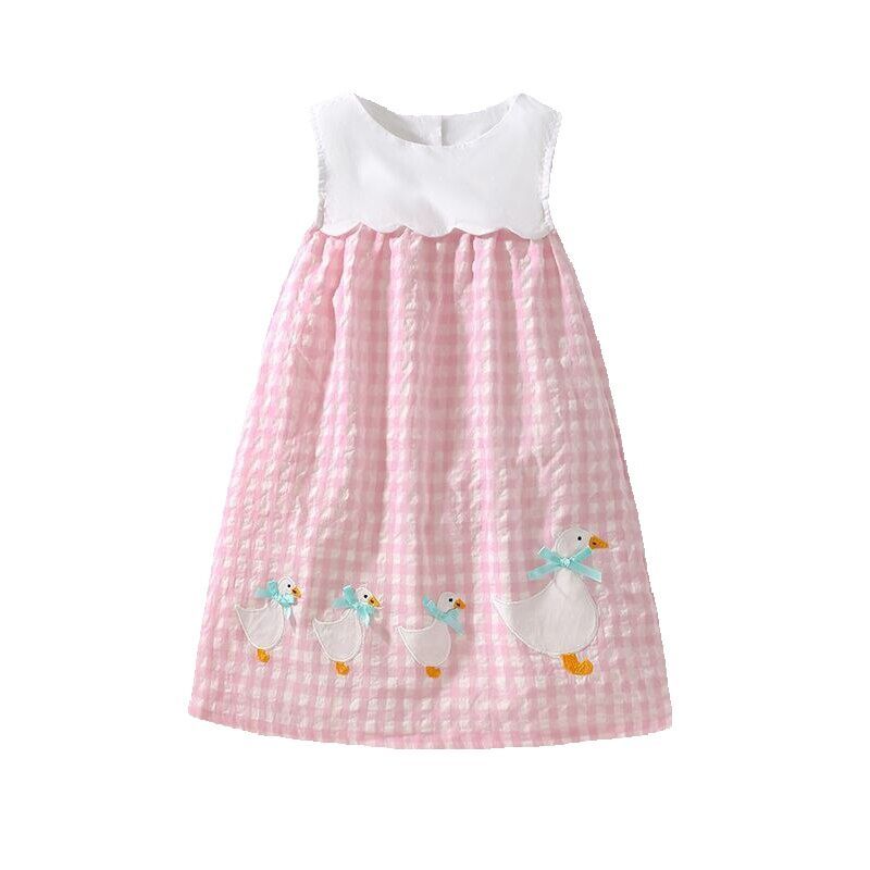 Little Maven Baby Girls Dresses For Girls 3 Years Embroidery Animal Duck Clothes Children Girls Sleeveless Summer Girl Clothing