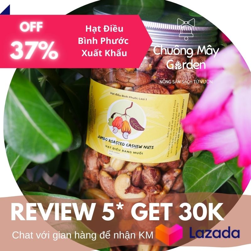 [Chuông Mây Garden] 1 Kg Hạt Điều BÌNH PHƯỚC Vỏ Lụa Nhân Trắng Rang Muối Nguyên Hạt Loại 1 - Chất lượng xuất khẩu- Rang xay mới tại vườn thích hợp làm quà tặng, quà biếu vào dịp TẾT- Giá tận Vườn