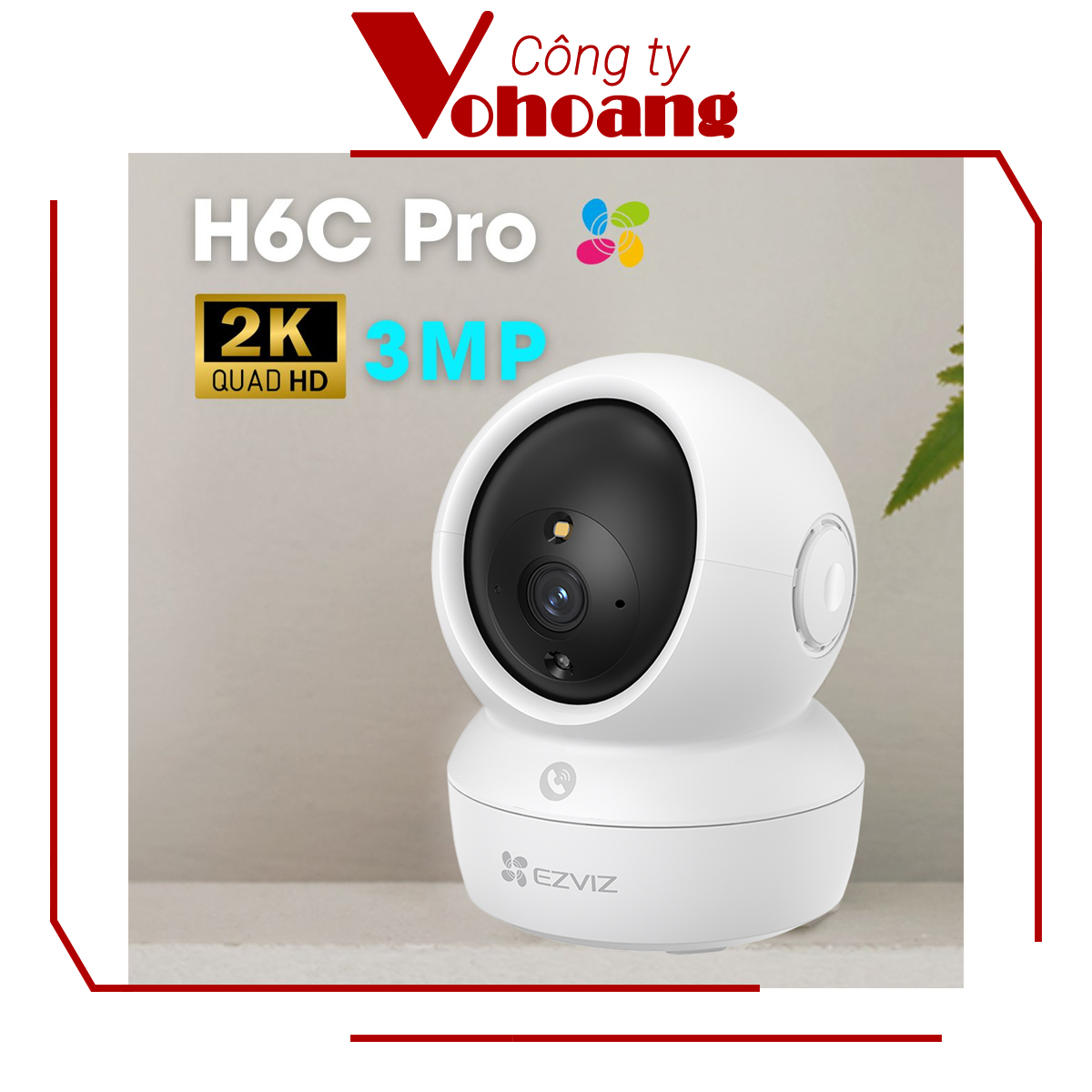 Camera Ezviz H6C PRO kèm thẻ nhớ - 2K 3MP, Nhìn đêm, Quét 360, Phát hiện chuyển động