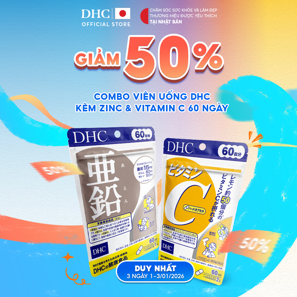 Combo viên uống DHC Vitamin C và Kẽm  60 ngày  - TPBVSK DHC Vitamin C & ZinC hỗ trợ duy trì sức khoẻ 