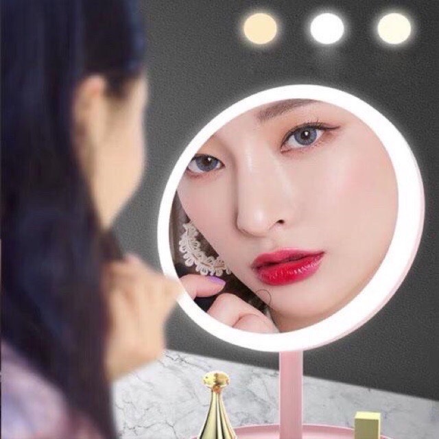 Gương Trang Điểm Để Bàn Đèn Led 3 Chế Độ [1639]