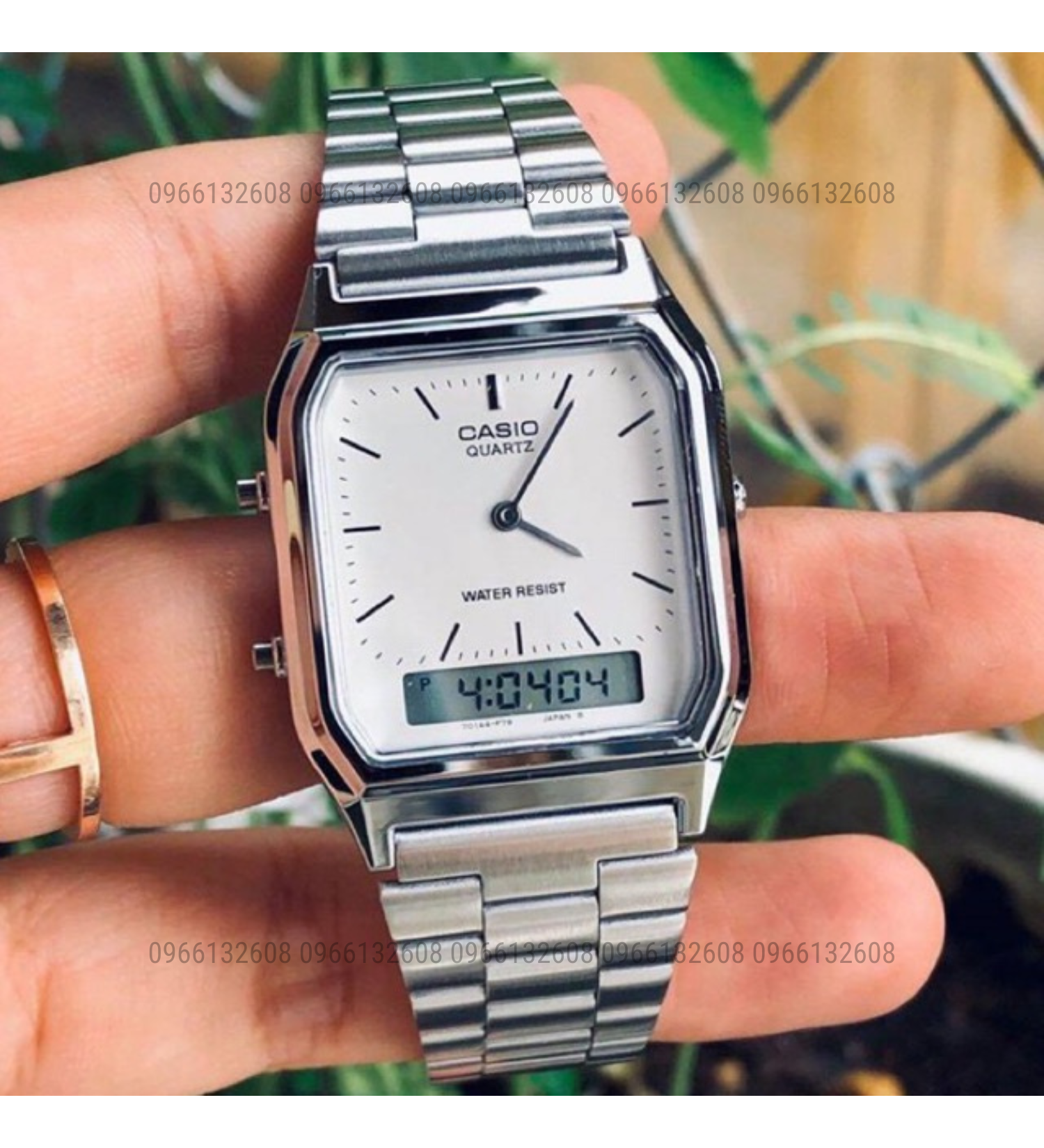 Đồng hồ casio AQ230 phong cách retro cực đẹp, chạy full kim, giờ điện tử, dây thép chống gỉ