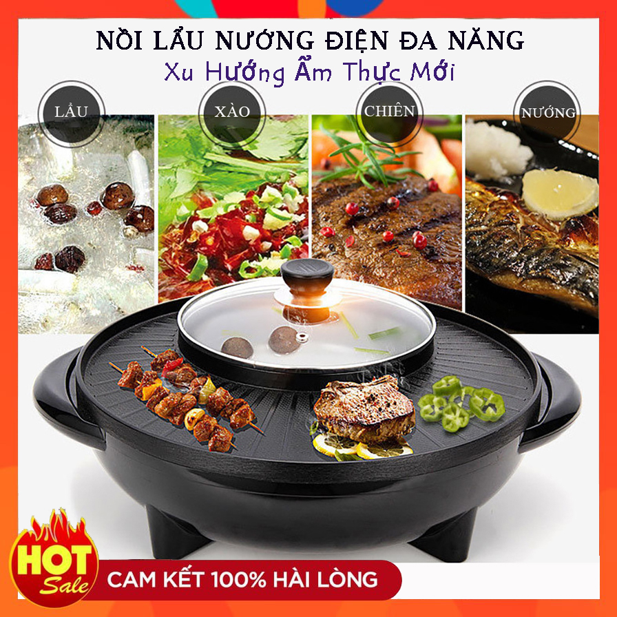 Nồi Lẩu Nướng Điện Đa Năng, Bếp Nướng Điện Siêu Tốc Chống Dính Thế Hệ Mới 2020, đa năng tiện dụng cho gia đình. Bảo hành 1 năm