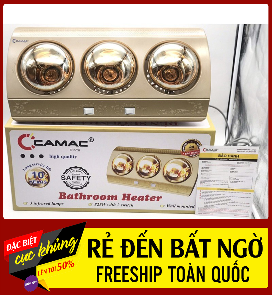 Đèn đèn sưởi nhà tắm 3 bóng, đèn sưởi phòng tắm camac 3 bóng, đèn sưởi camac 3 bóng, chất liệu bền đẹp cao cấp - vin house 86.