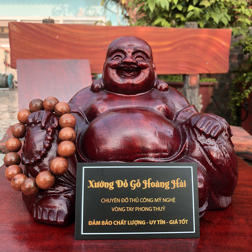 Tượng phật di lặc gỗ hương kích thước 15x21x12cm , tượng gỗ phong thủy , tượng phật để bàn , trang trí nhà cửa