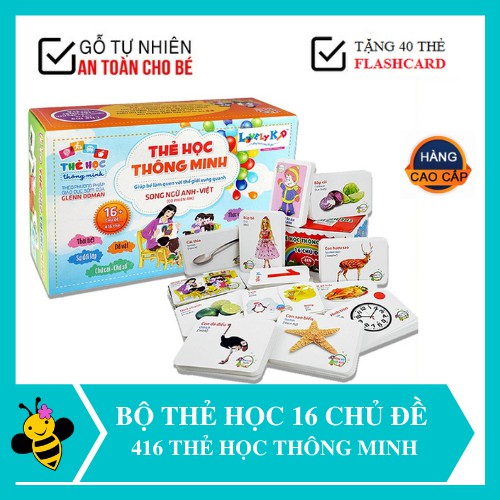 Thẻ học thông minh bộ thẻ học thông minh song ngữ việt anh 16 chủ để 416 thẻ