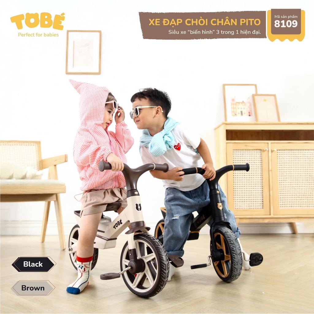 Xe đạp chòi chân Pito Tobe cao cấp 3 trong 1 chế độ đa năng tiện lợi hỗ trợ phát triển cho bé trai bé gái 8109