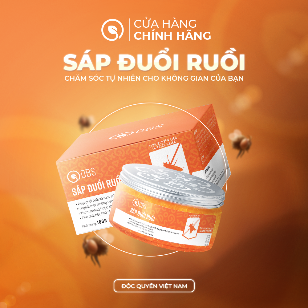 Sáp đuổi ruồi obs, ngăn chặn ruồi và các loại côn rùng, mùi hương sả java giúp thơm phòng 100g