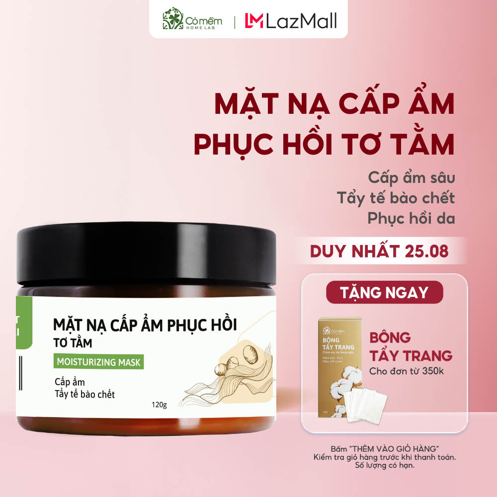 Mặt nạ đất sét cấp ẩm tơ tằm phục hồi da cỏ mềm 120g