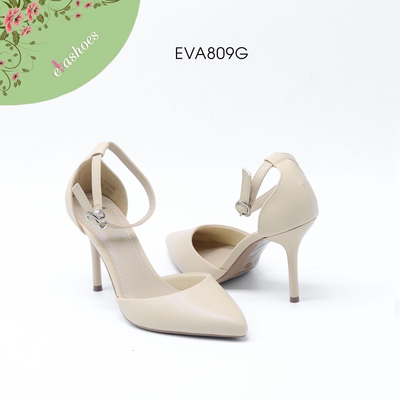 Sandal cao gót bít mũi đế nhọn da tổng hợp 9cm evashoes – eva809g