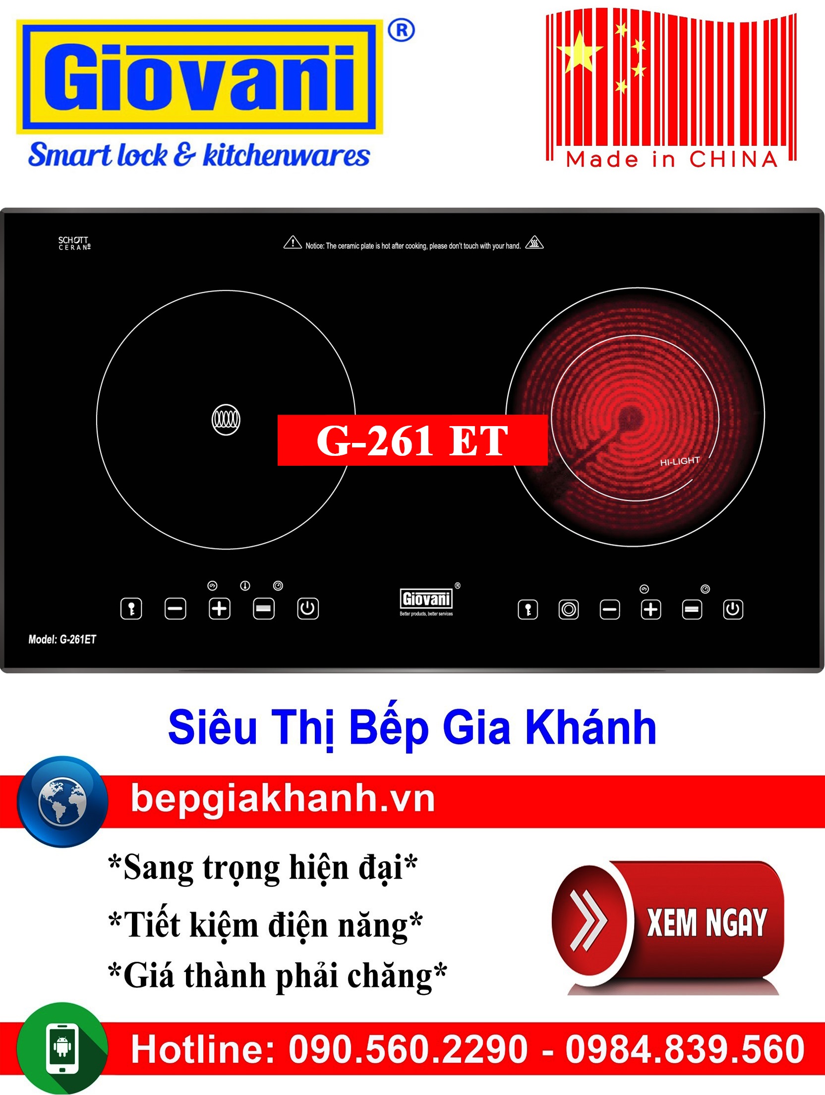 [HCM]Bếp điện từ đôi Giovani G-261 ET sản xuất Trung Quốc, bếp từ, bếp điện từ, bếp từ đôi, bếp điện từ đôi, bếp từ giá rẻ, bếp điện từ giá rẻ, bếp từ đơn, bep tu don, bep tu