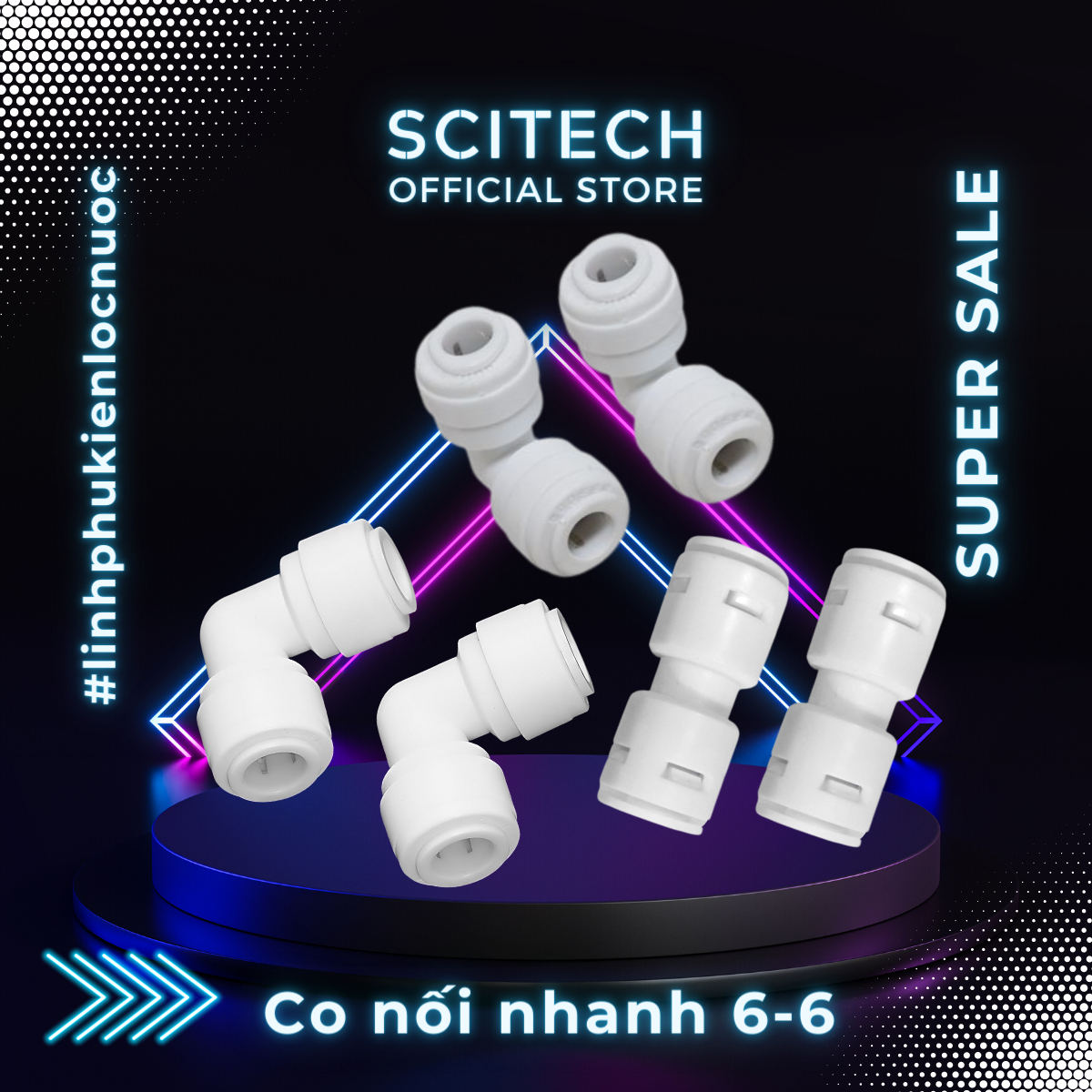 [HCM]Co cút nối nhanh 2 đầu dây 6 dùng trong máy lọc nước (Combo 2 cái hoặc 5 cái hoặc 10 cái) - Scitech Water