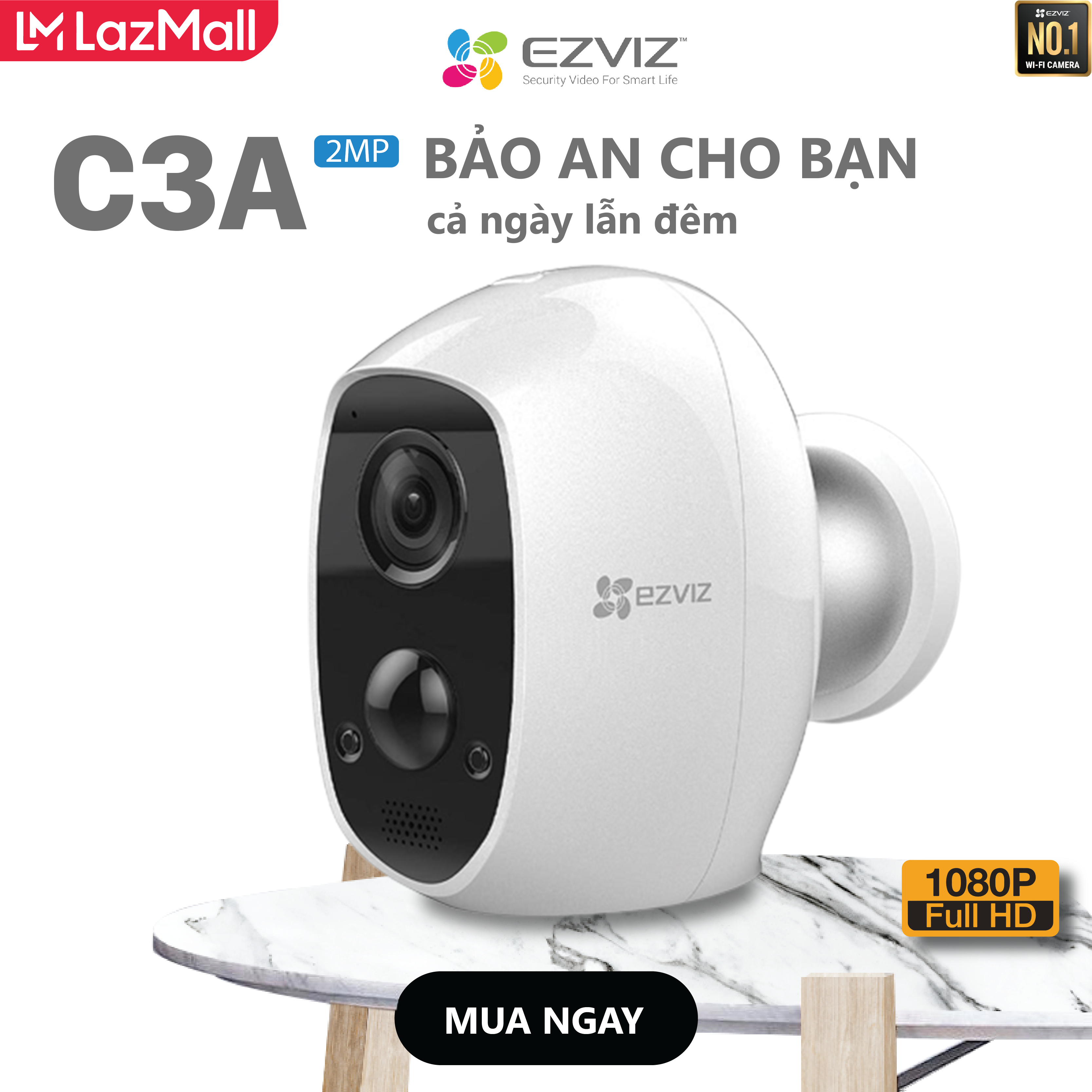 [LAZMALL] Camera IP WIFI Dùng Pin EZVIZ C3A 1080P 2.0MP Đàm Thoại 2 Chiều - Chống Bụi và Nước CS-C3A-A0-1C2WPMFB - EZVIZ Hoang Nguyen Authorized Store