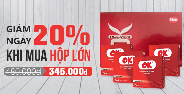 48 hộp - 144 cái Bao cao su Ok Rocmen 3 loại mùi dâu