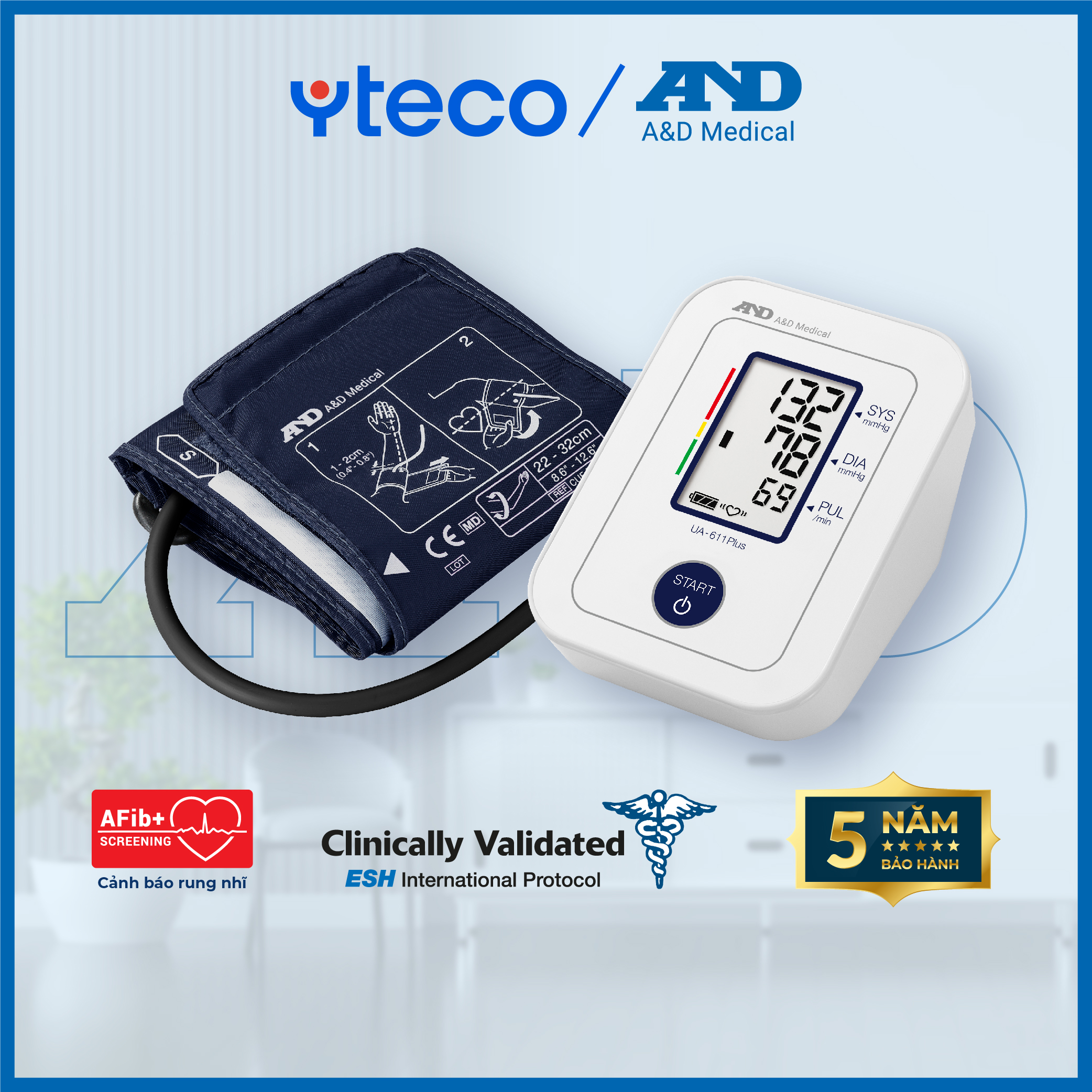 Máy đo huyết áp bắp tay and ua-611 plus
