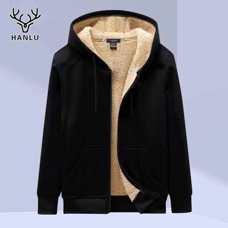  Hanlu áo giữ nhiệt mùa đông cho nam áo len trung niên nam áo hoodie nam áo khoach nam áo ấm  Áo choàng nam Áo khoác len Quần áo bông dày Giữ ấm cashmere Áo khoác mở mũ rộng rãi 