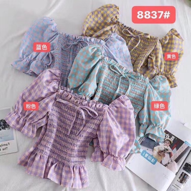 Áo croptop nhún bèo vnxk siêu đẹp, kiểu dáng đơn giản, trẻ trung, thiết kế form dễ mặc, đường may tỉ mỉ và tinh tế