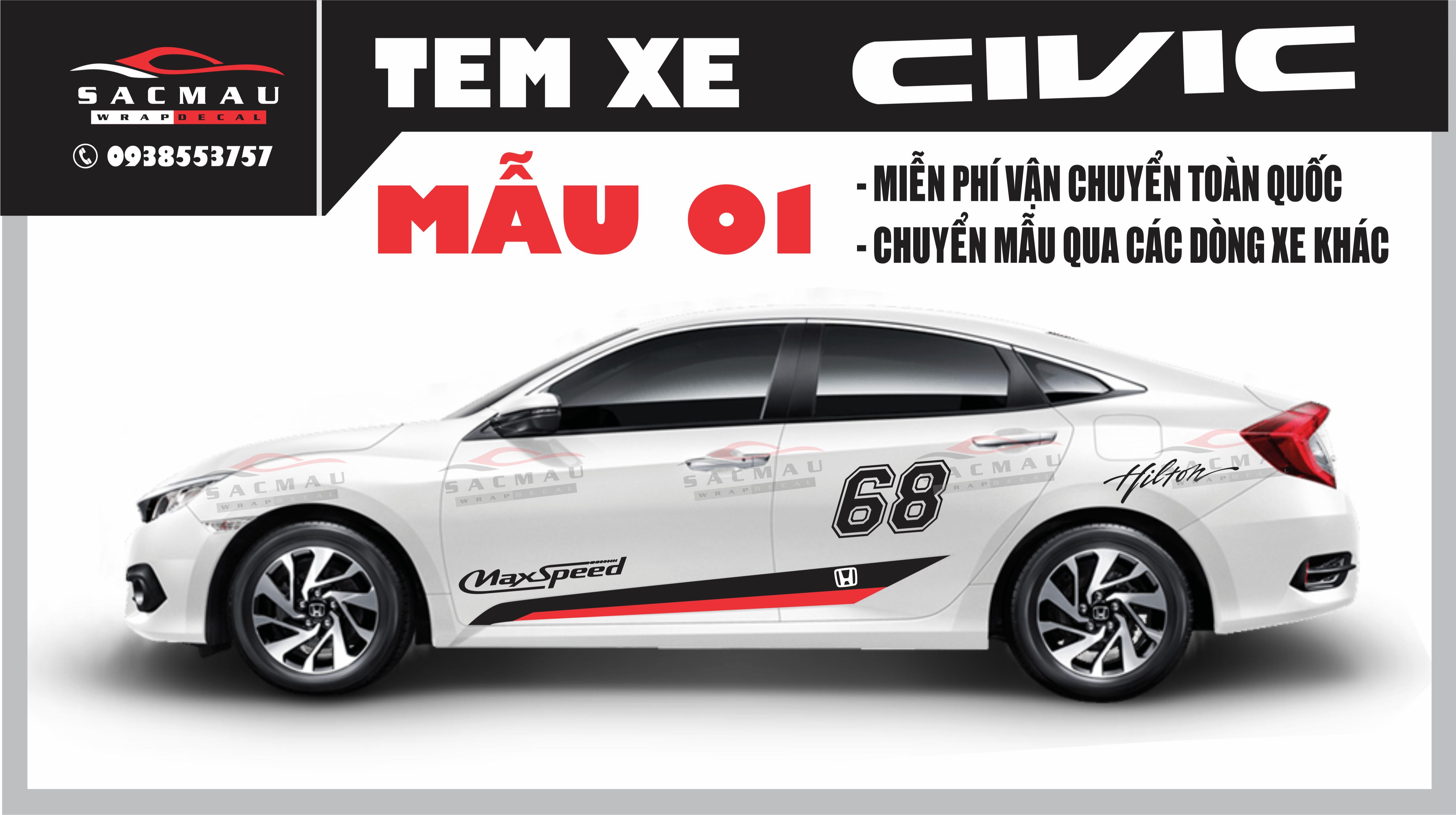 Tem dán xe honda civic
