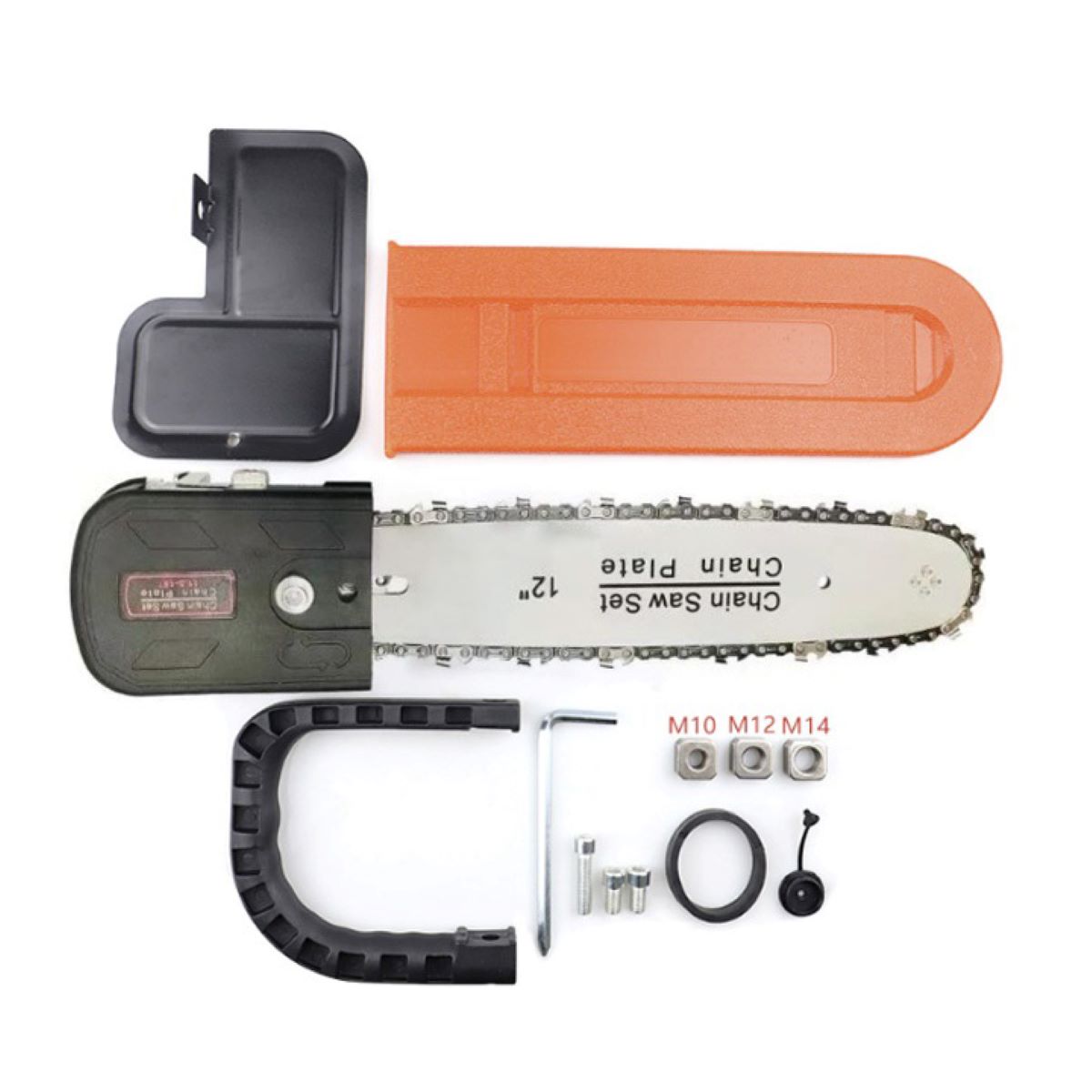 Bộ lam cưa xích dùng cho máy mài cắt cầm tay giá rẻ -Tăng xích tự động- Lắp vừa các loại máy mài trục: M10, M12, M14