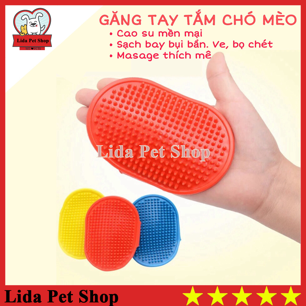 HN- Găng tay tắm và massage cho chó mèo cao su mềm mại - Lida Pet Shop