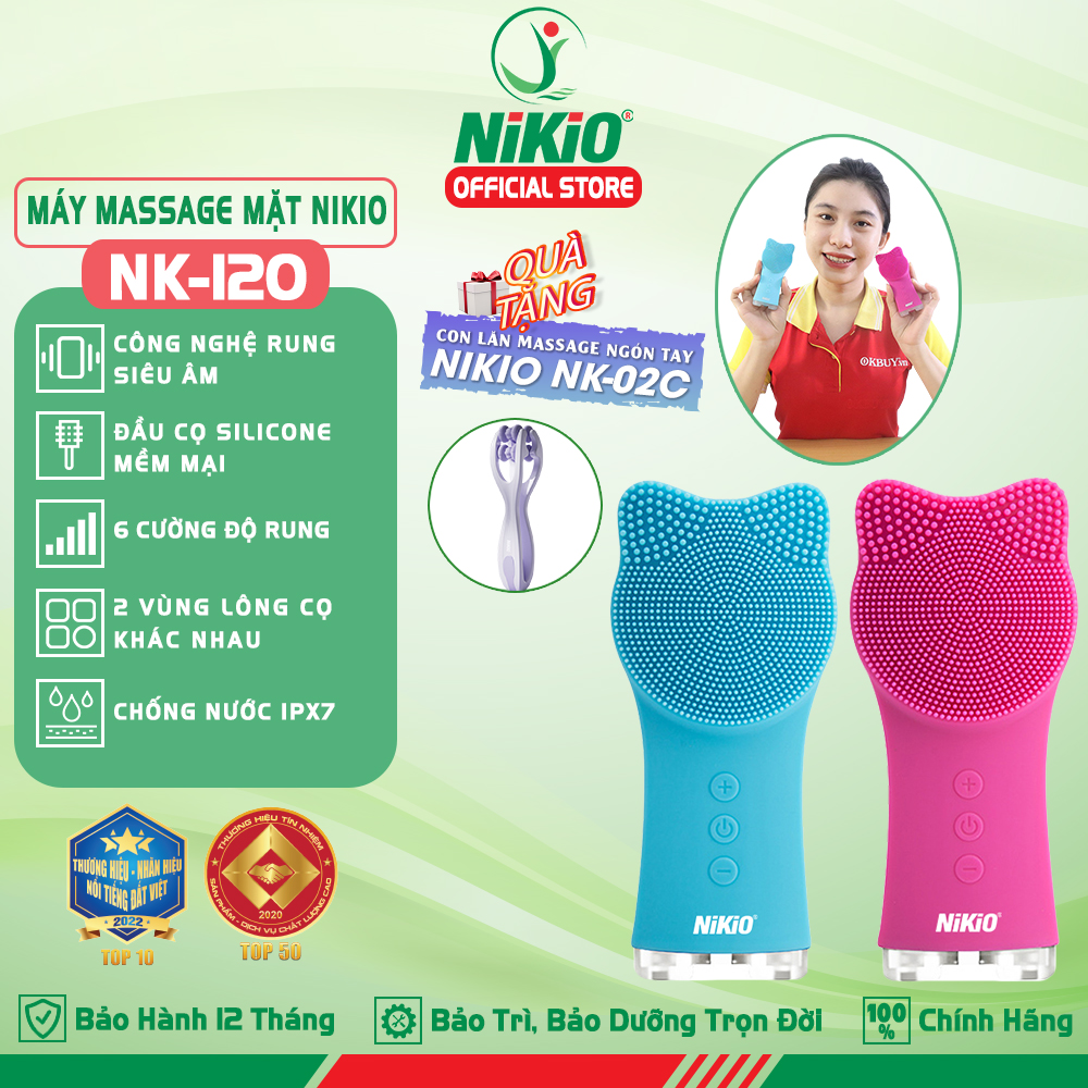 Máy rửa mặt massage pin sạc Nikio NK-120 - Đầu silicon cao cấp