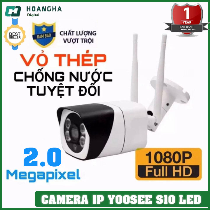 Camera wifi Yoosee 2.0 Ngoài Trời Model S10 1080 Pixel - Chống nước Quay Đêm Có màu, Đàm thoại 2 chiều thiết kế Vỏ Kim Loại chắc chắn - Bảo hành Chính Hãng