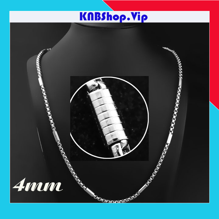 Dây chuyền nam inox kiểu bông dừa bọc khoanh cách điệu 4ly , 5ly đẹp, không đen, hợp thời trang