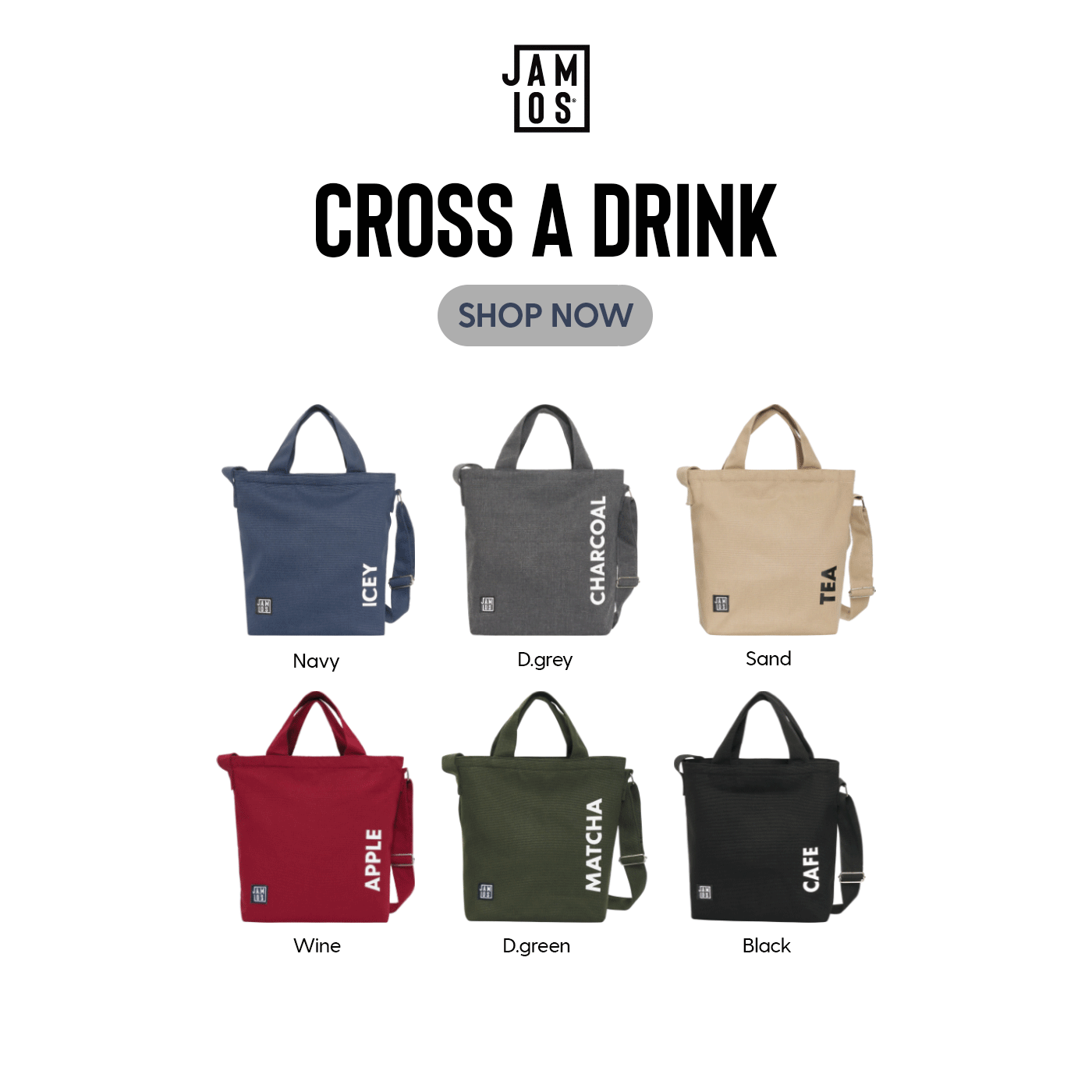 Jamlos Cross A Drink - Túi đeo chéo vải canvas in chữ