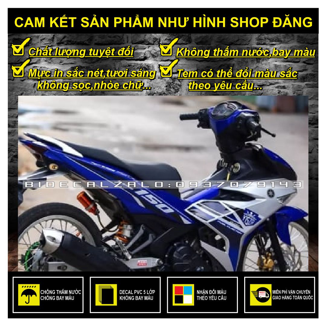 Tem rời exciter 150 y15zr phối màu bạc xanh gp