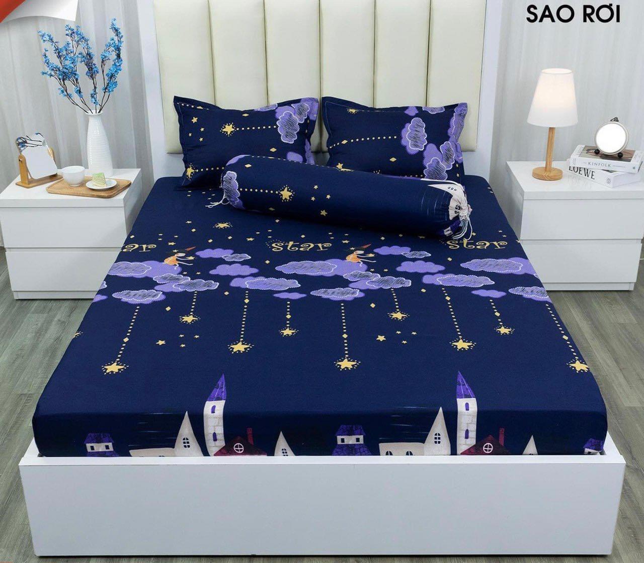Bộ 4 món chăn ga gối hè thu Cotton poly giá rẻ | Set mền trần bông, drap giường, vỏ gối cotton poly đẹp đủ size