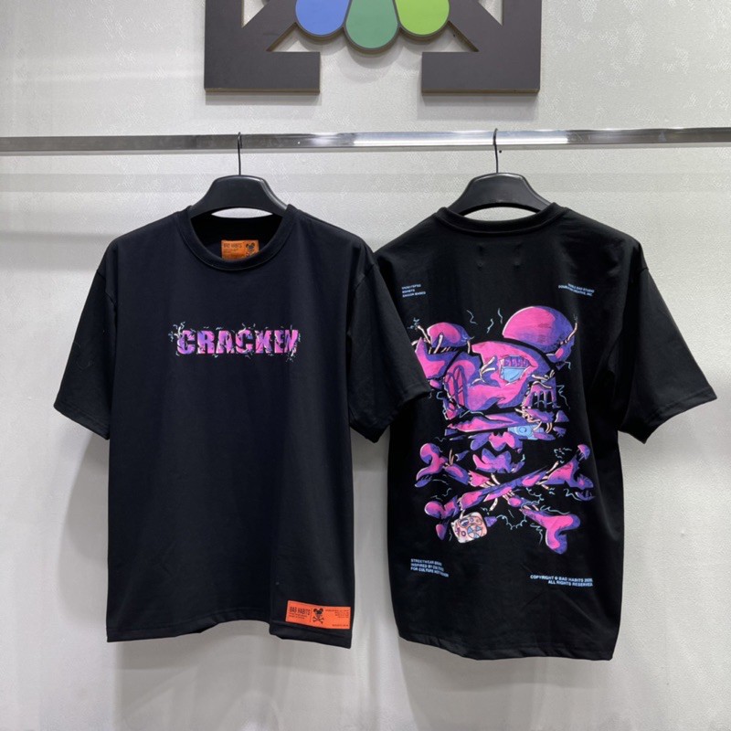 Áo thun Bad Habits Cracken Người Máy Nam Nữ - Áo thun tay lỡ vải cotton xịn full tag