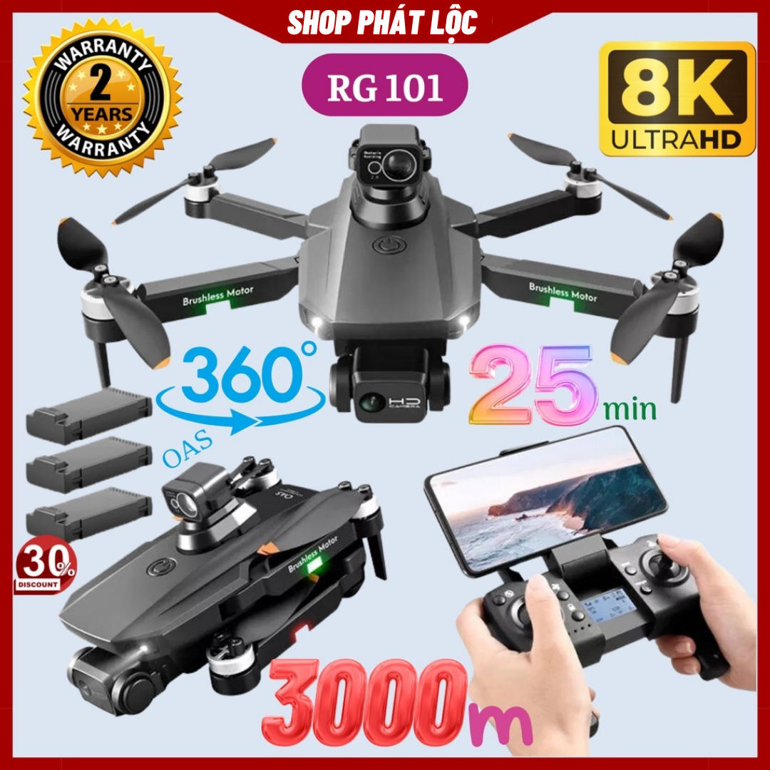 Máy Bay Điều Khiển Từ Xa Flaycam RG 101 MAX Trang Bị Cảm Biến OAS, Fly cam - Drone Camera Full HD Tặng Kèm Bộ Cánh - Play camera Chất hơn dji mini 3 pro, f11 pro 4k, Mavic 2 Pro, l900 pro, s70w, xiaomi