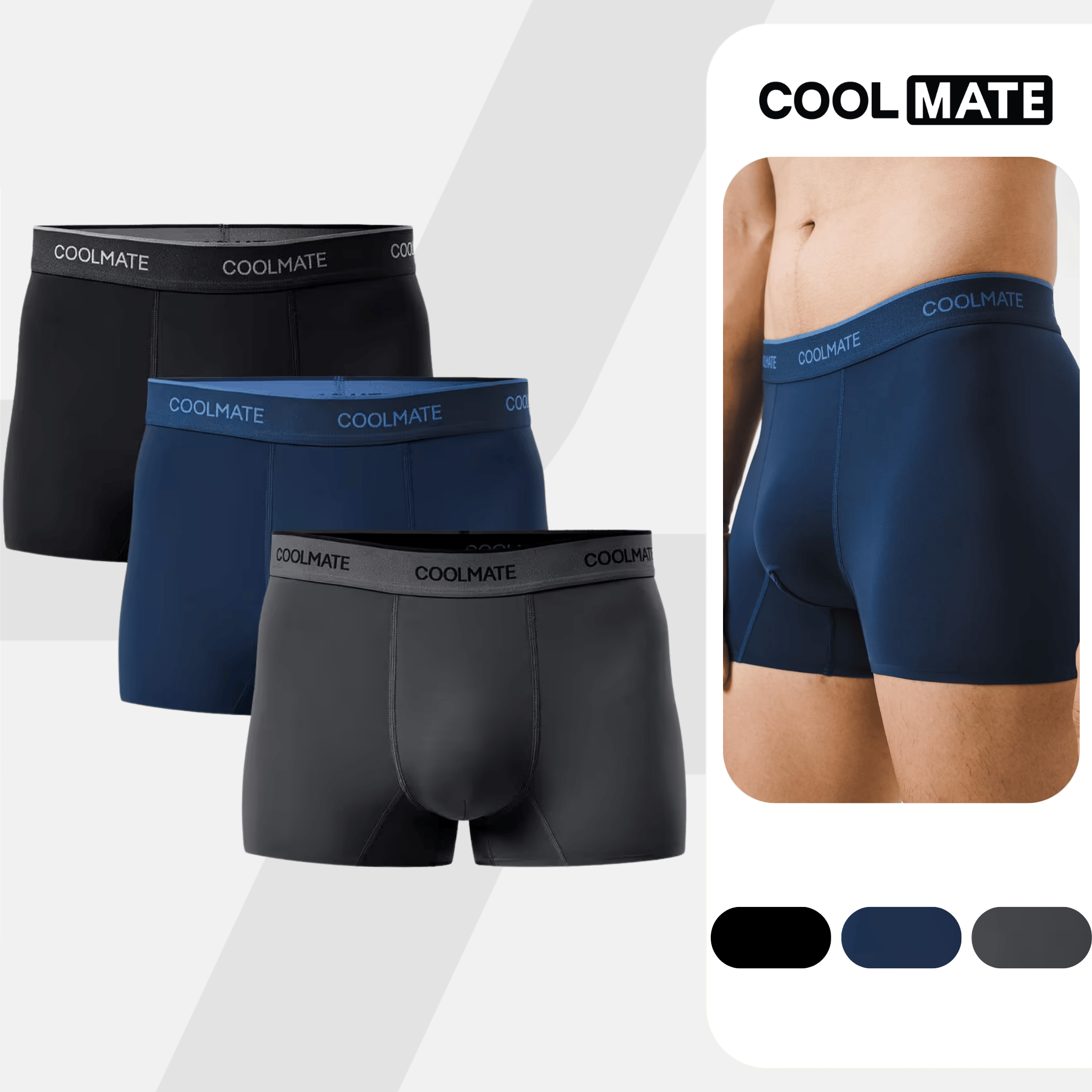 Combo 3 Quần Lót Nam Trunk Ice Cooling II co giãn, thấm hút, thoáng mát, nhanh khô - Coolmate