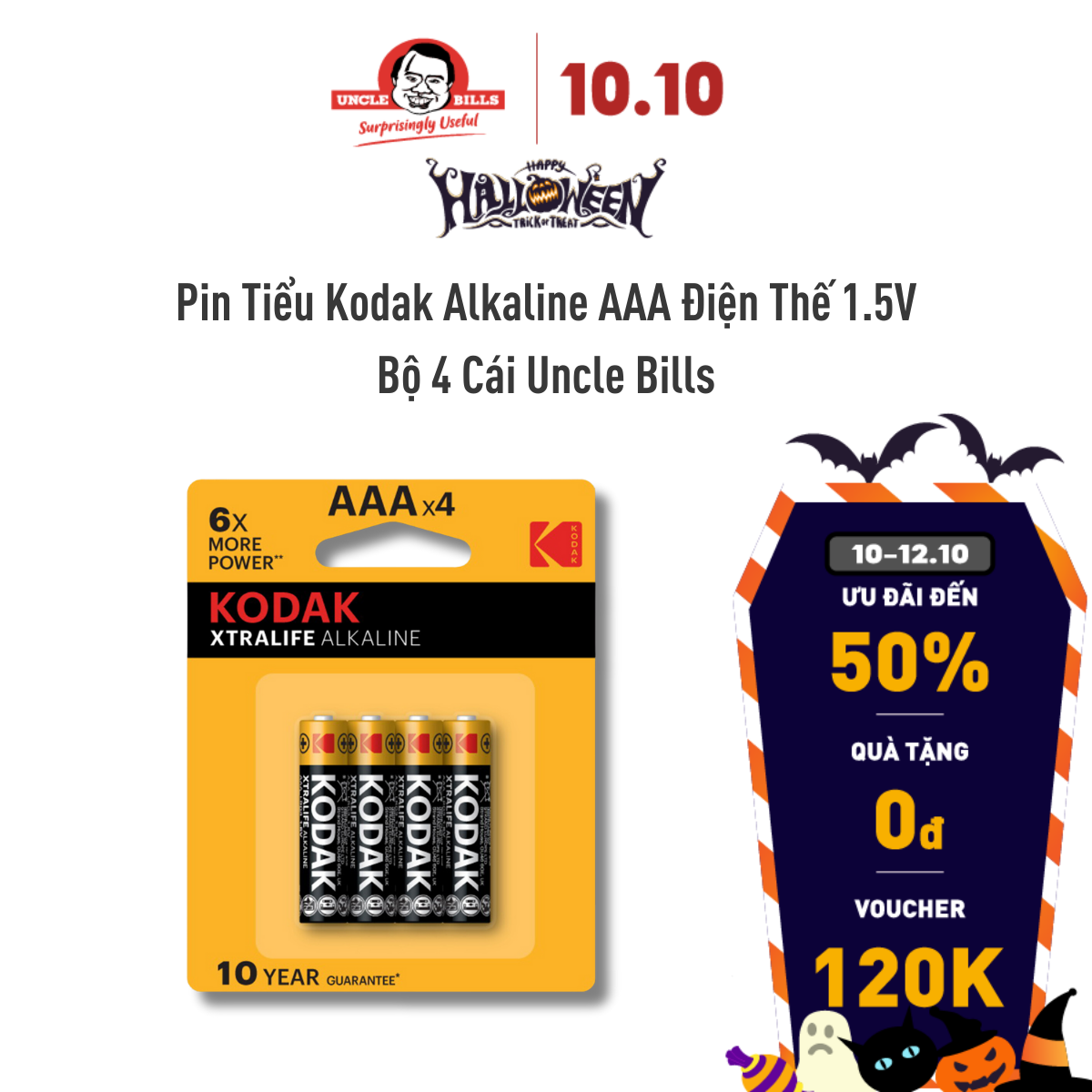 Set of 4 pin Kodak alkaline AAA uncle bills IB0124